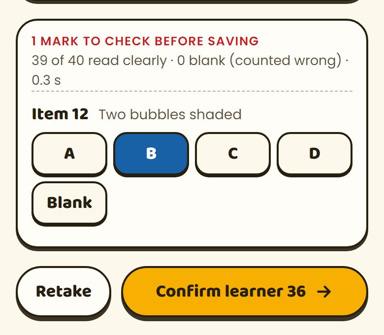 Item 12 flagged: two bubbles shaded, B chosen